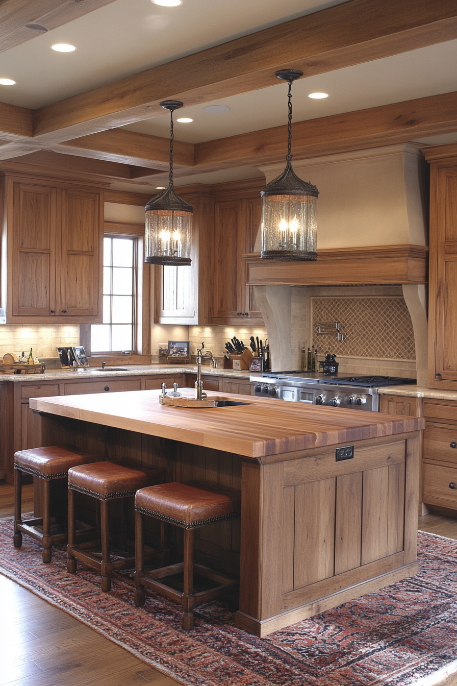 Warm Wood Tones Kitchen with Cozy Atmosphere