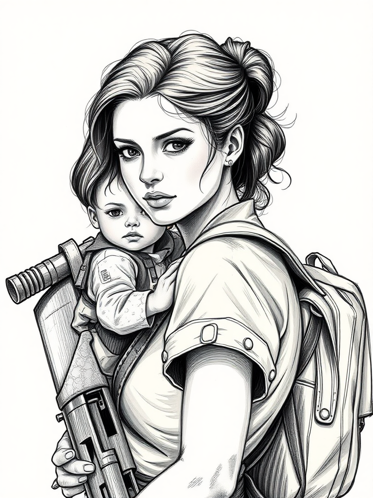 Warrior Woman with Pip Boy and Rifle