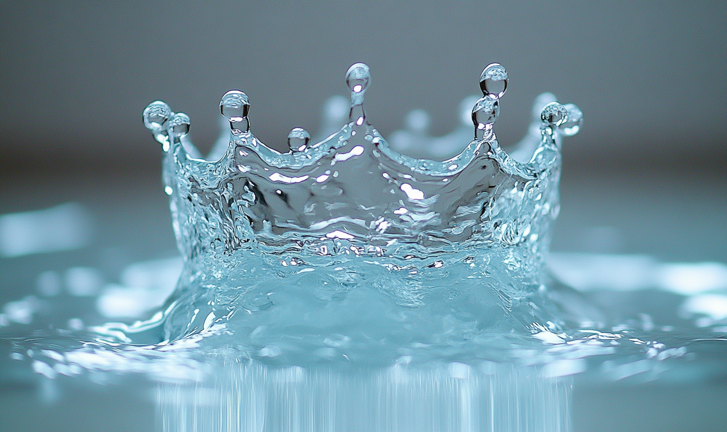 Water Splash Crown on Blue Background