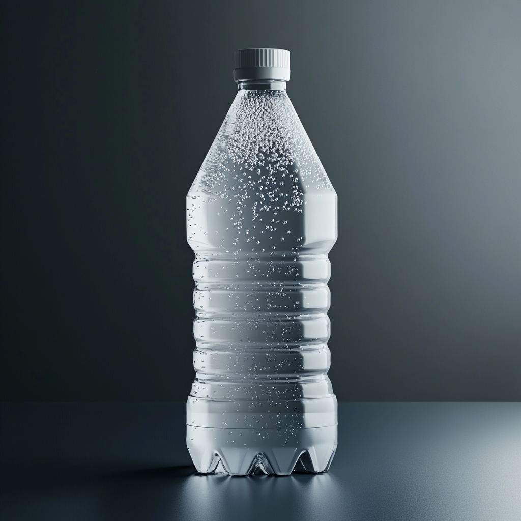 Water drop texture bottle with minimalist style in 3D.