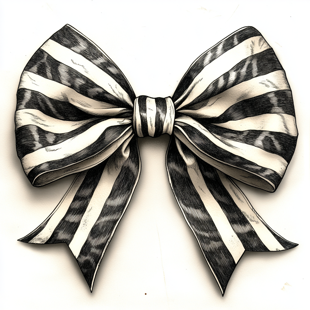 Watercolor Zebra Print Bow Design on White Background