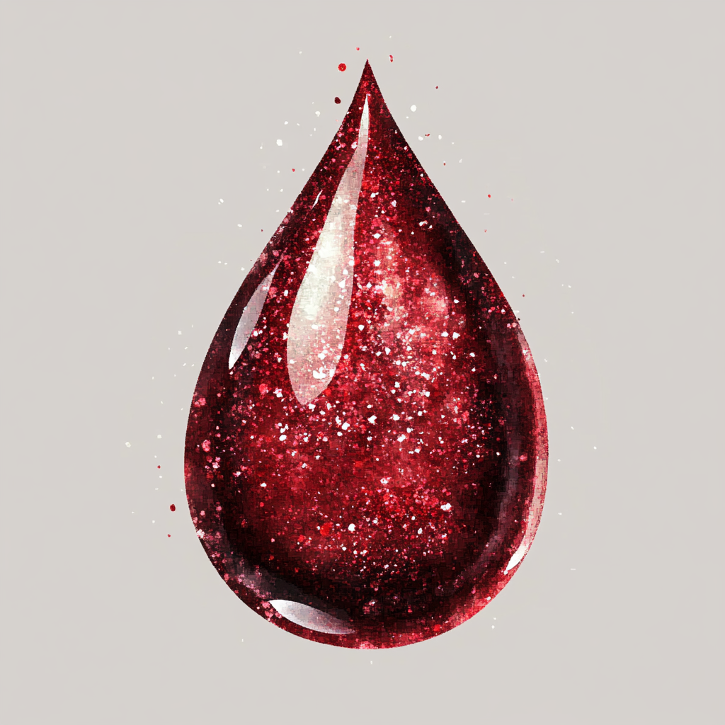 Watercolor clipart of detailed red glitter drop