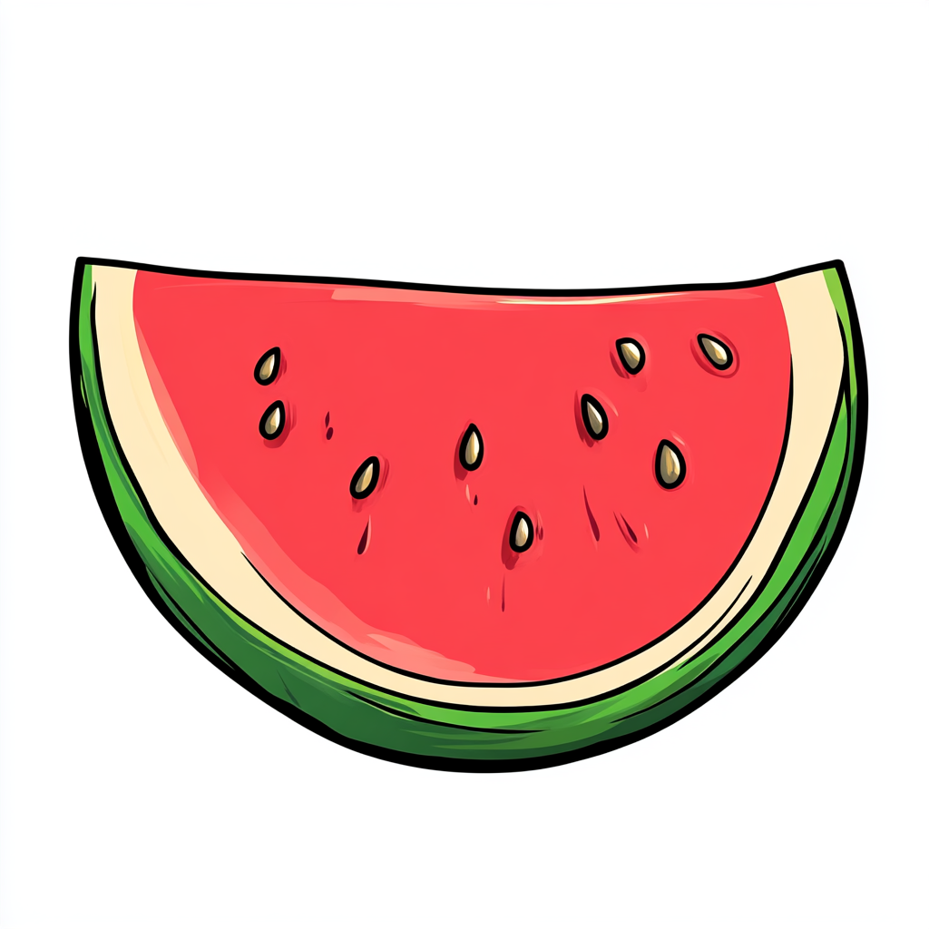 Watermelon wedge with small glares in cartoon style