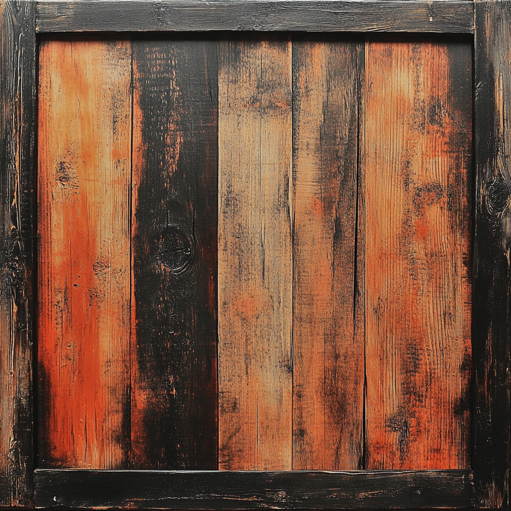 Weathered wooden crate with elegant spray paint effects.