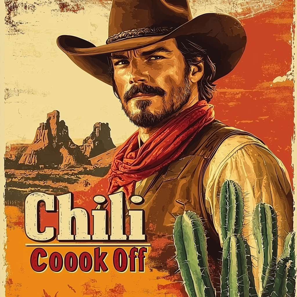 Western Cowboy Chili Cook Off Poster Southwest Theme