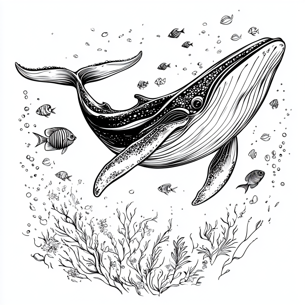 Whale cartoon design with no back fins in sea.