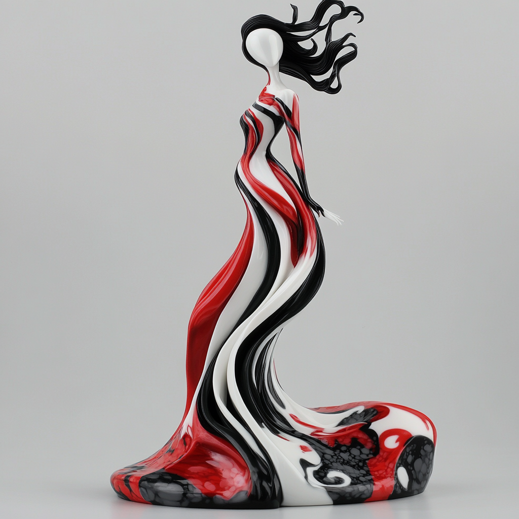 Whimsical Vinyl Figure: Elegant, Surreal, Flowing Gown