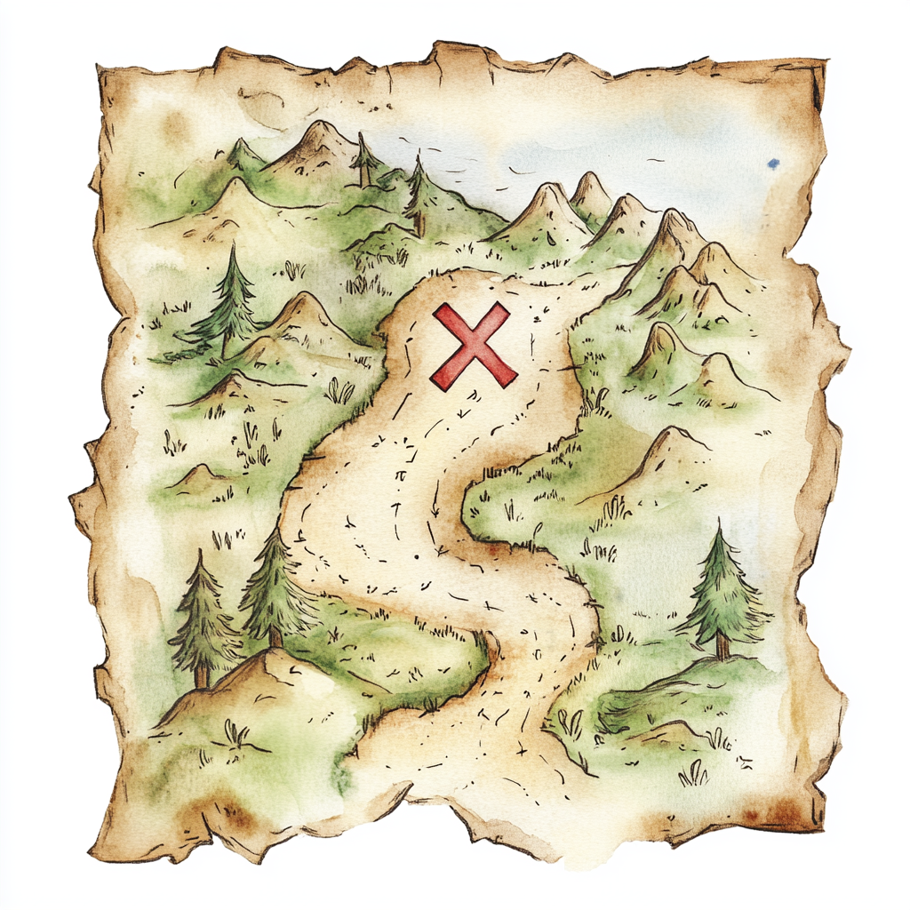 Whimsical Watercolor Treasure Map Illustration