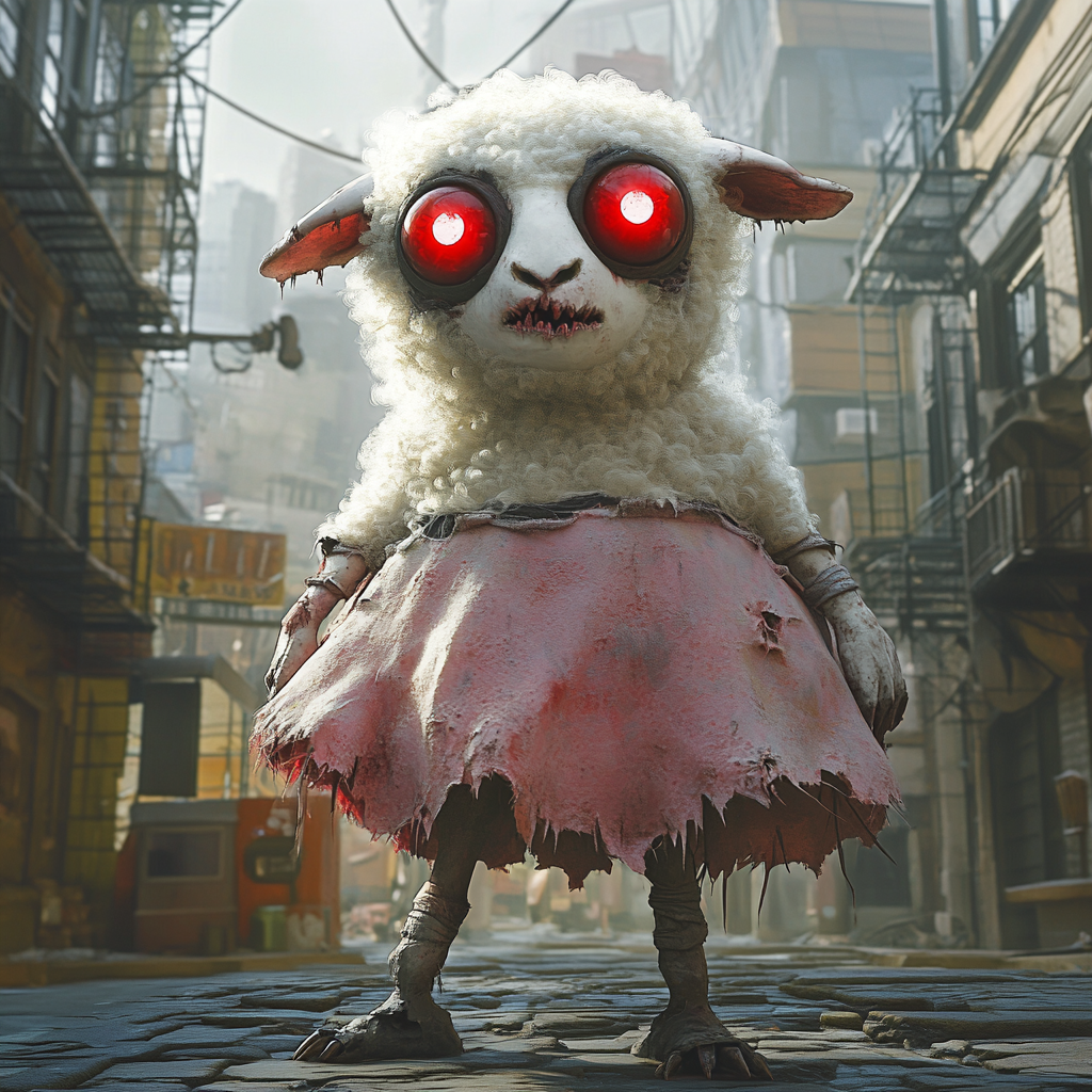 Zombie sheep in post-apocalyptic city