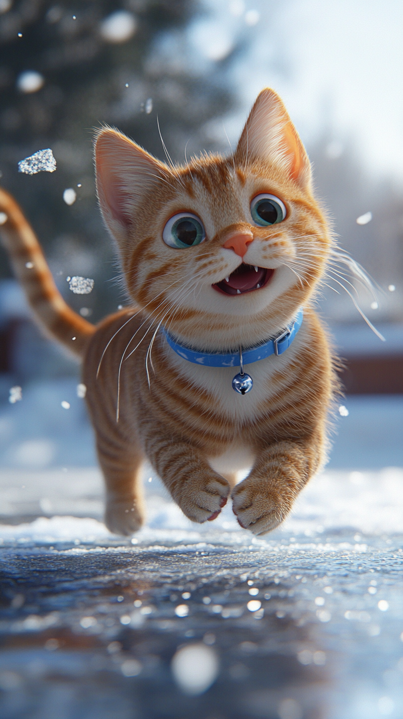 Whiskers the Amazed Tabby Cat Ice Skating