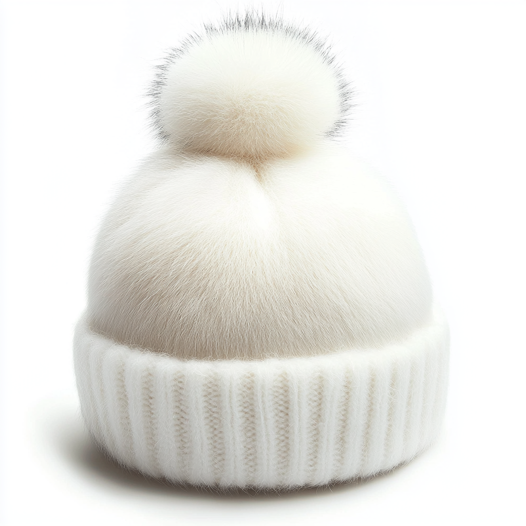 White Faux Fur Winter Hat for Sale.