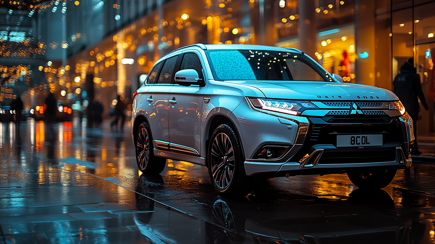 White Mitsubishi Outlander Night Photo London Sony Mirrorless DSLR