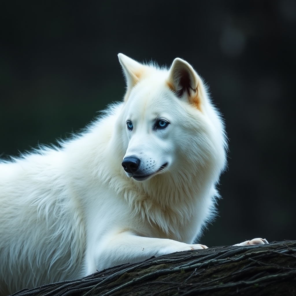 White Wolf in Snowy Forest