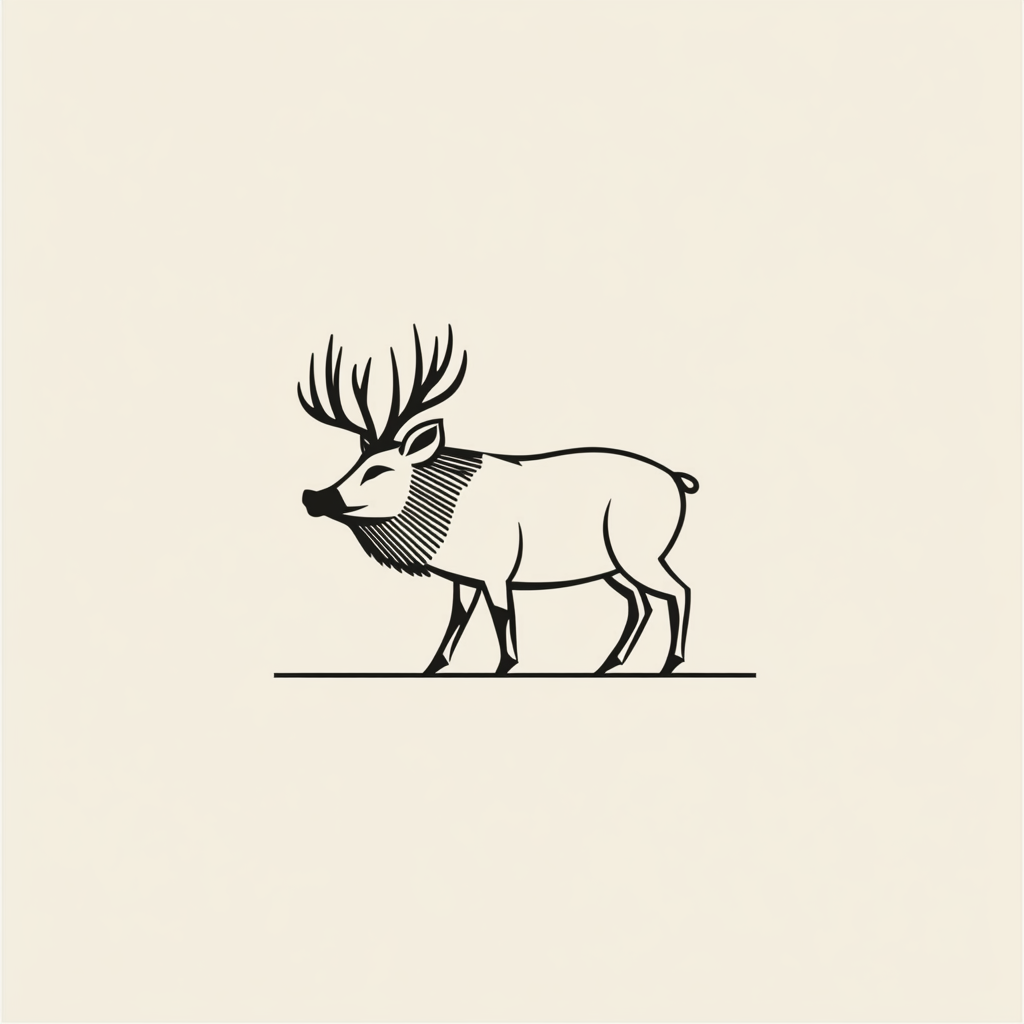 Wild boar and stag logo on white background.