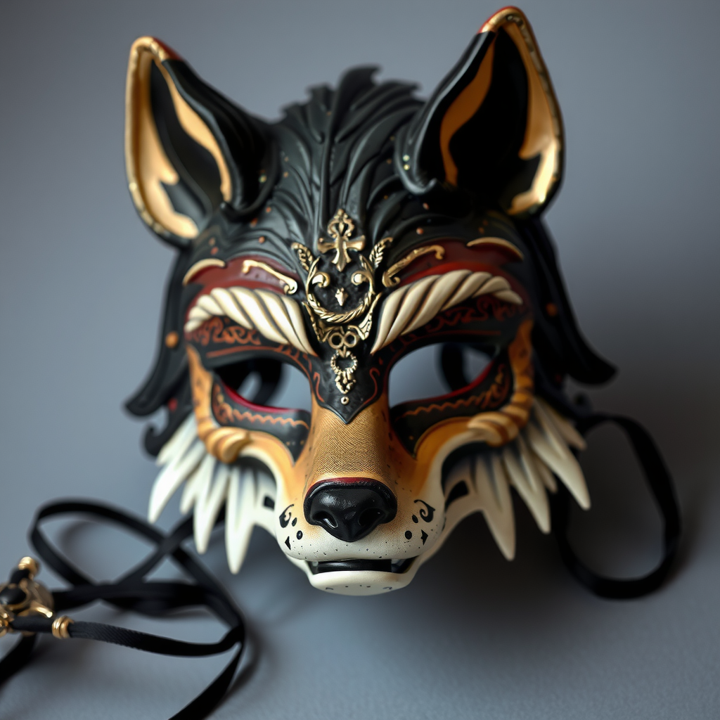 Wild wolf in elegant masquerade mask.