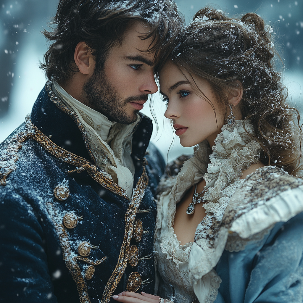 Winter Fairytale Fantasy Photography: Man & Girl, 8k Resolution