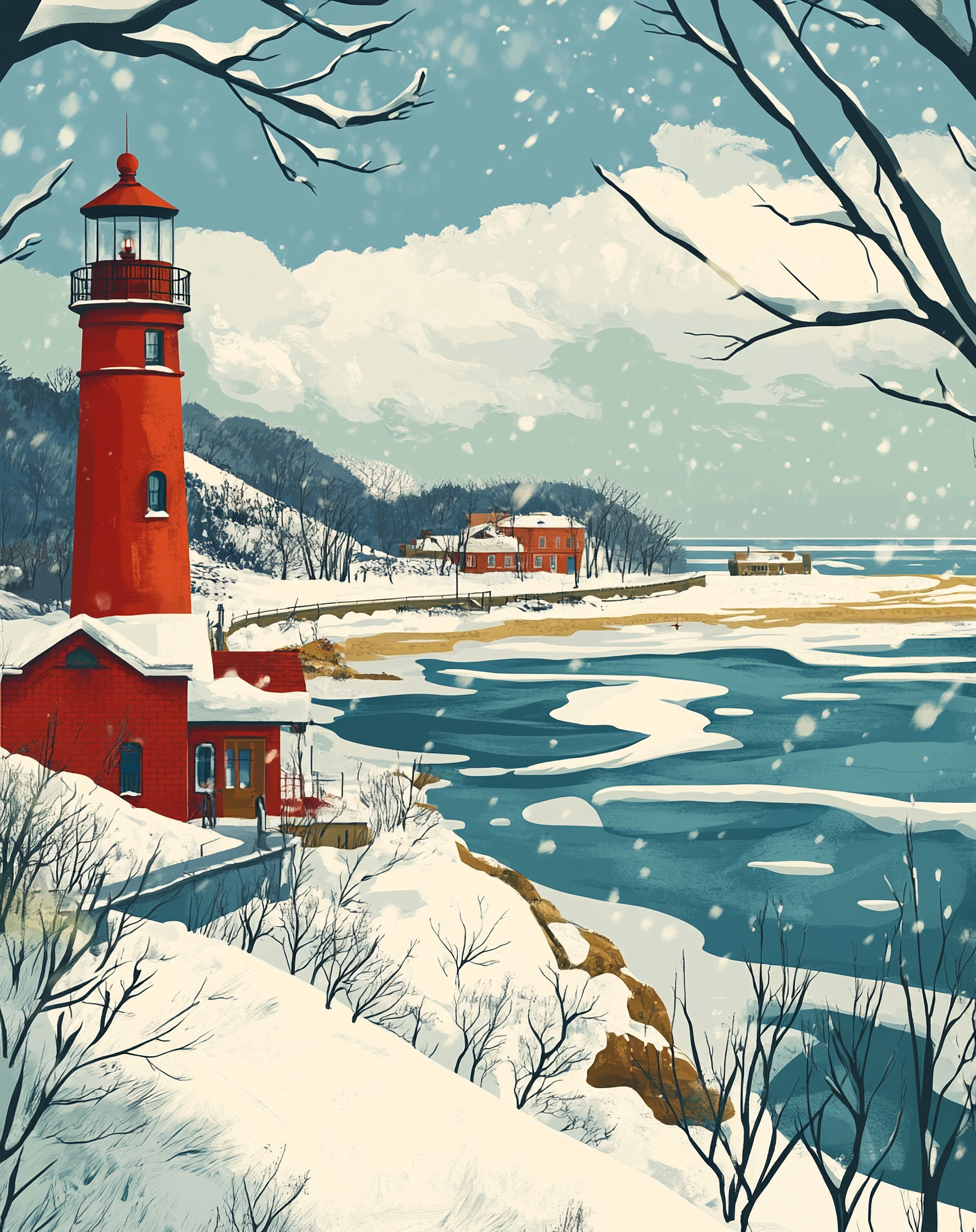 Winter in South Haven: Vintage Travel Poster