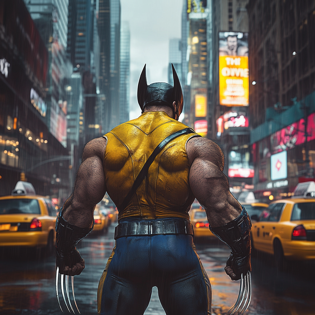 Wolverine, Marvel Character, in NYC Street at Night