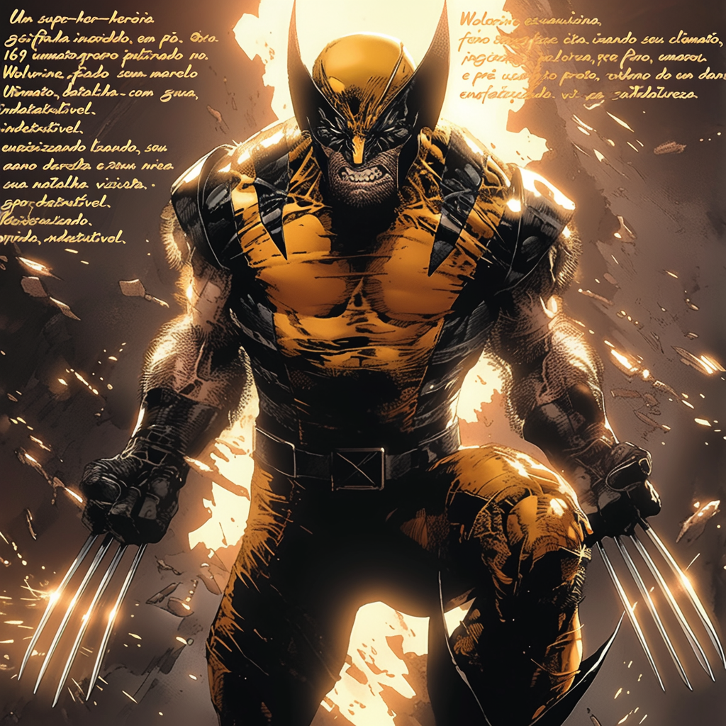 Wolverine em traje amarelo e preto, pronto para batalha.