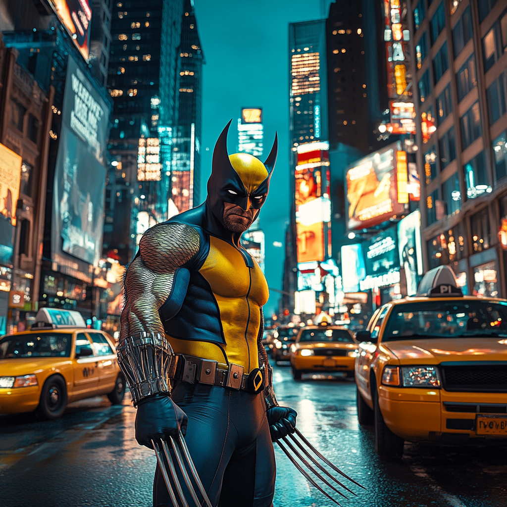 Wolverine in New York City without mask.