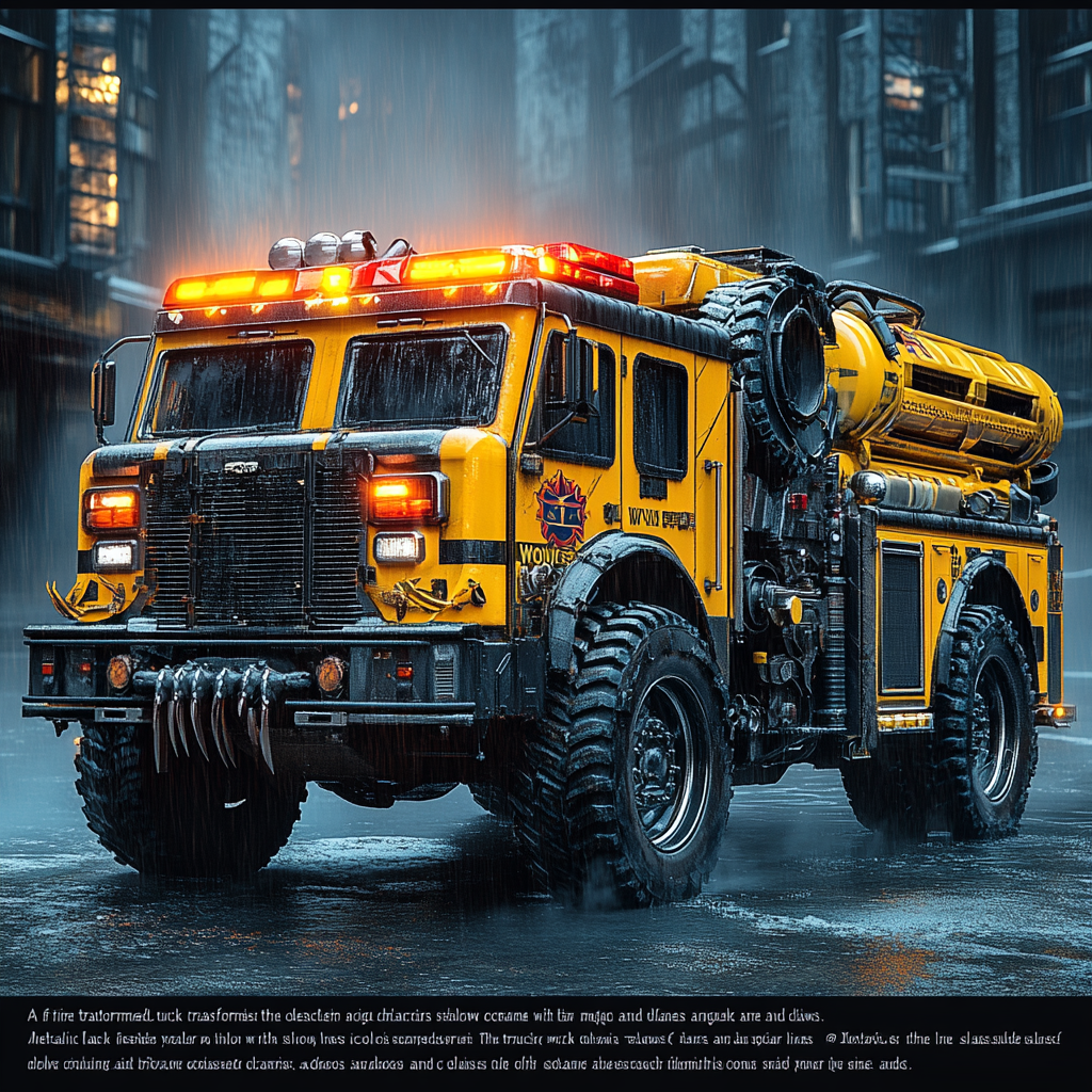 Wolverine-themed fire truck with rugged, fierce design.