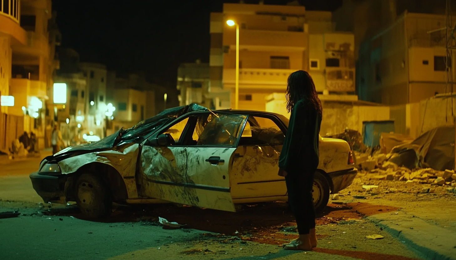 Woman on Opel Astra police car in Middle East