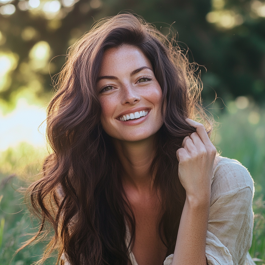 Woman with Natural Beauty in Outdoor Portrait