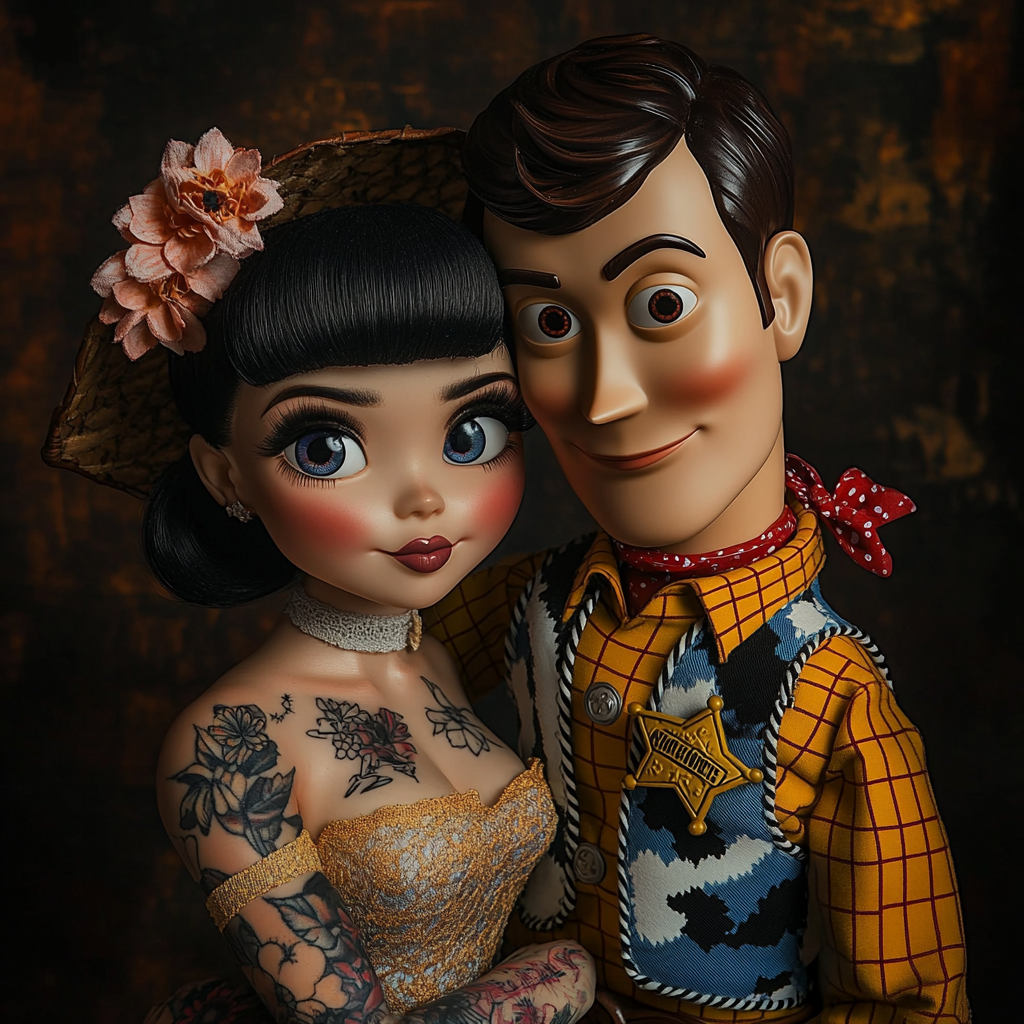 Woody and Bo peep pose like models in photo shoot