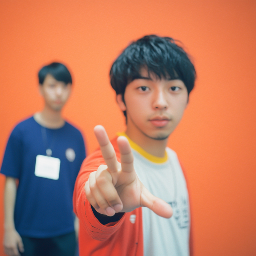 Woven Fingers: Japanese Man Faces Camera Seriously