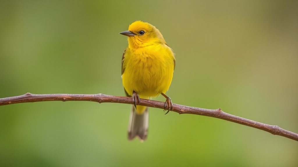 Yellow Bird Perched on Branch