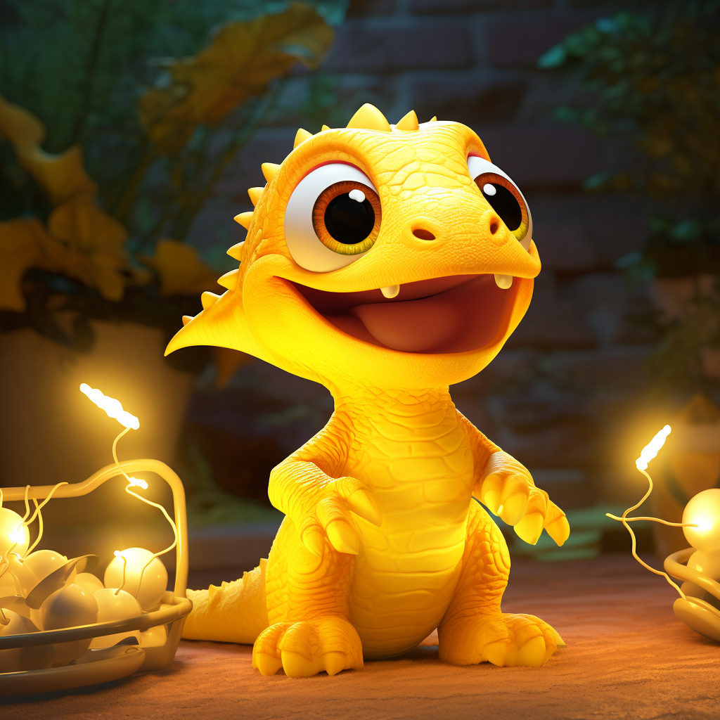 Yellow clay animation with cute child dinosaur. Lightning ⚡️.