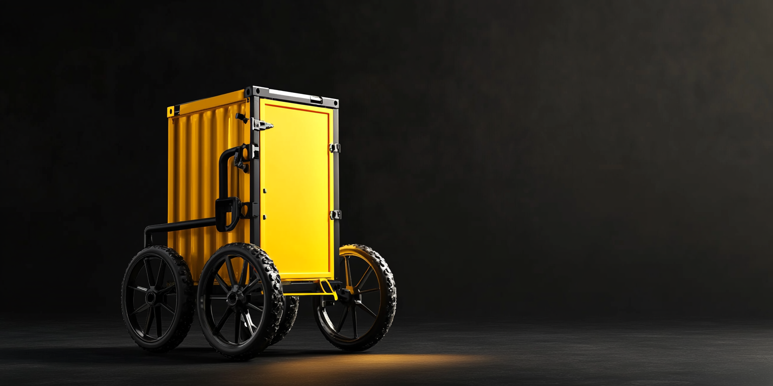 Yellow container on wheelchair with modern tech design