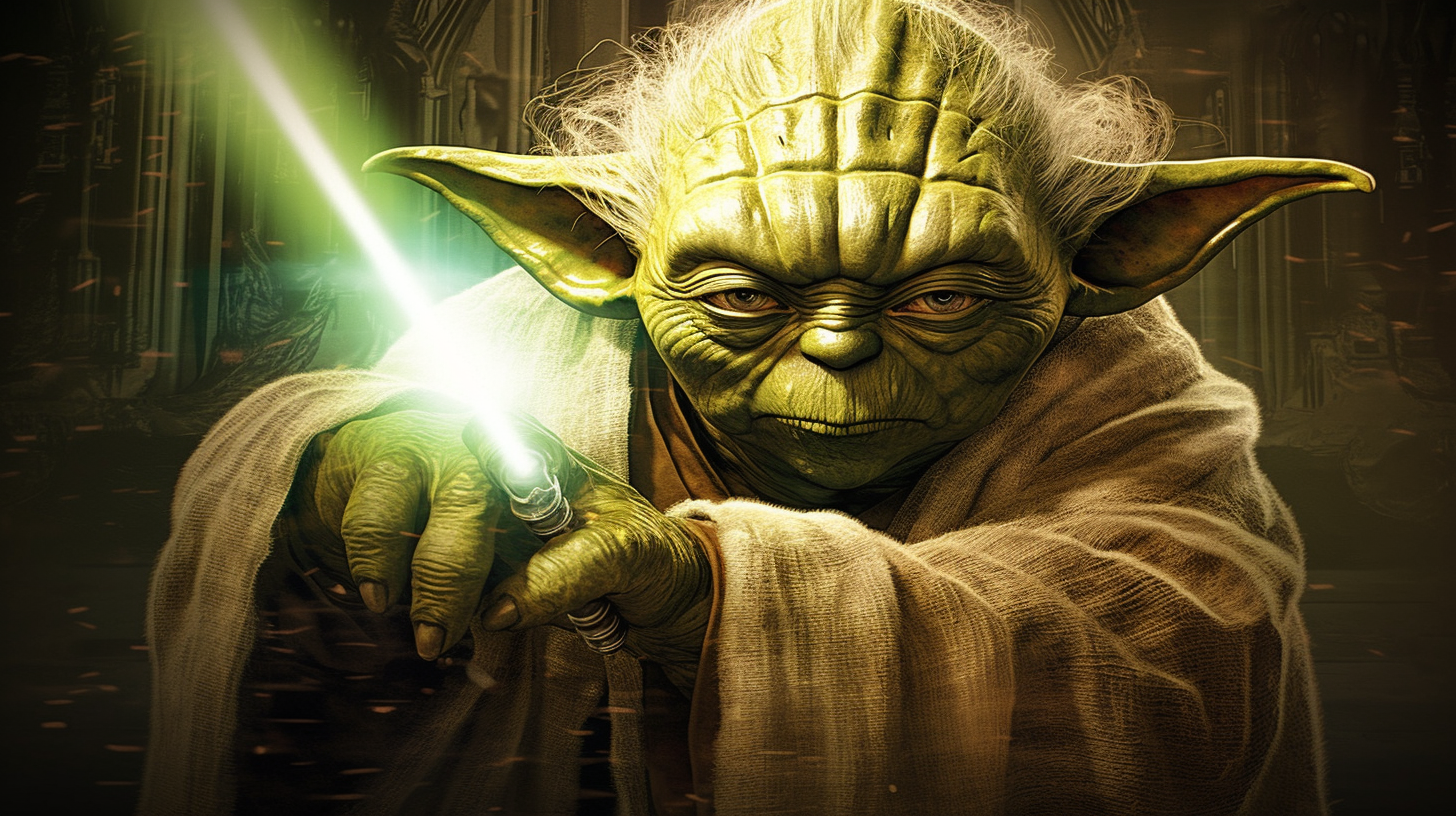 Yoda's Intense Battle: A Close-Up Portrait