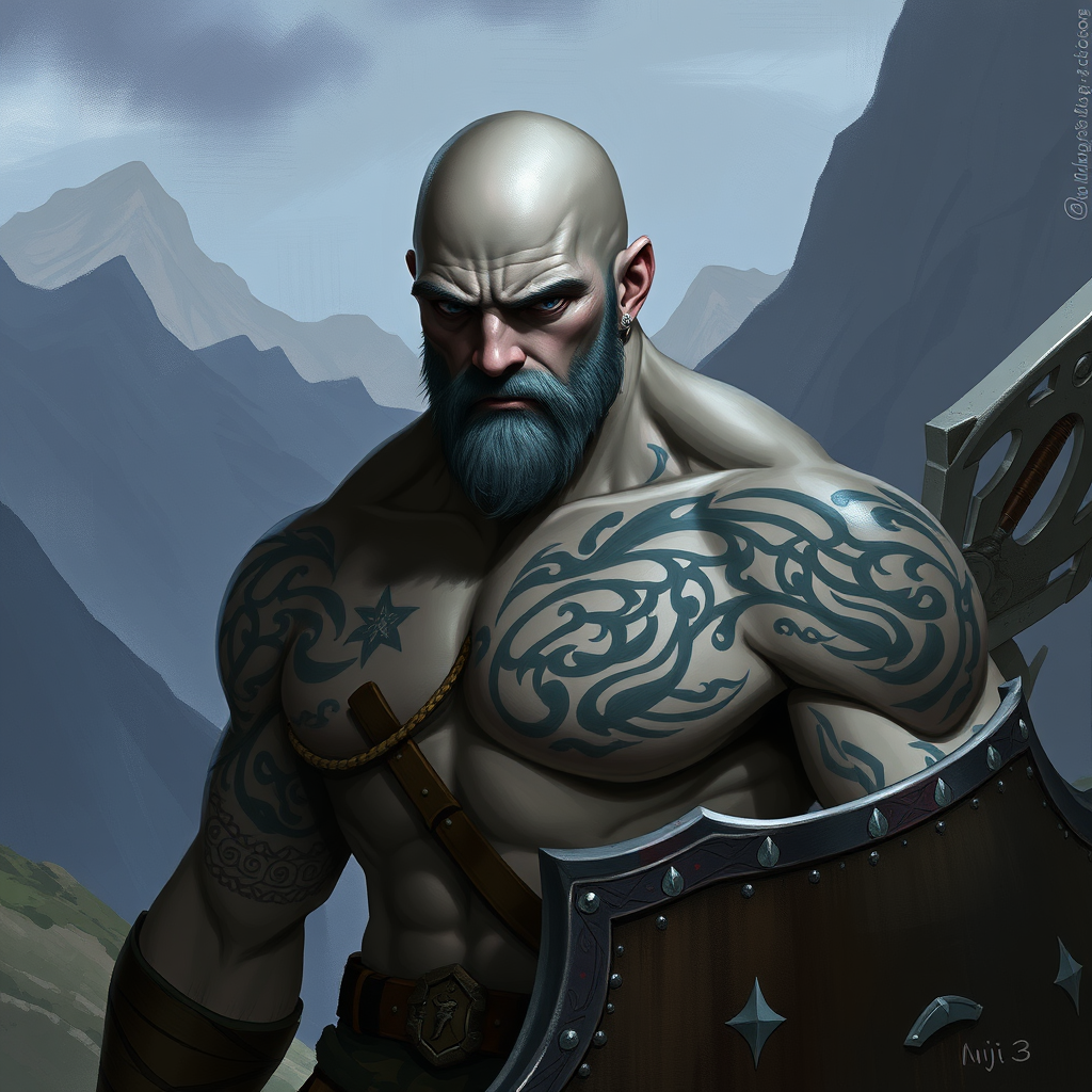 Young Bald Goliath Warrior in Mountain Dungeons