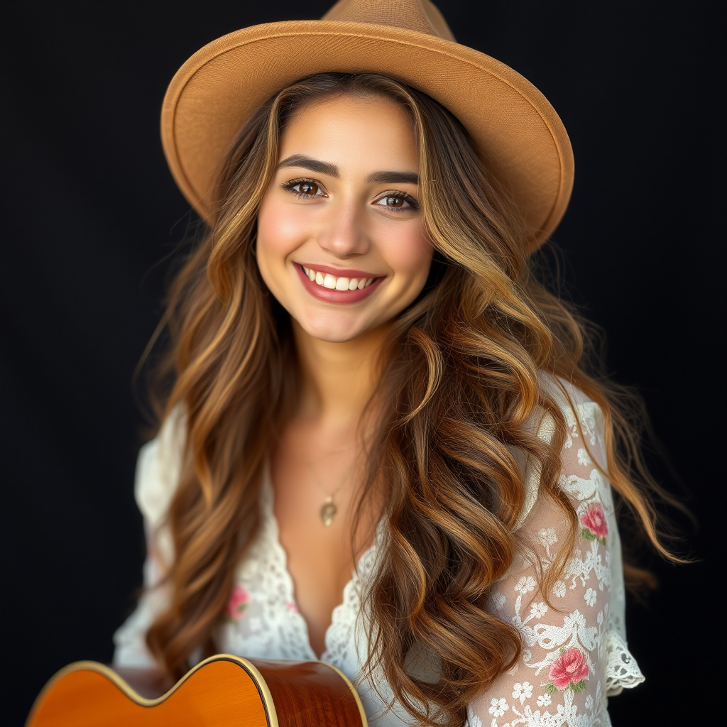 Young Brazilian singer Luna Marques with captivating smile