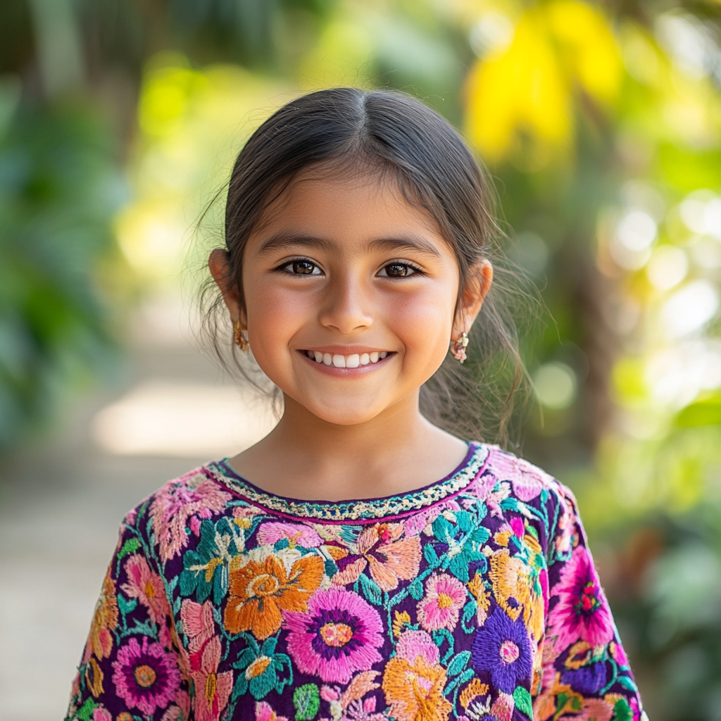 Young Guatemalan Girl Radiates Hope and Joy.