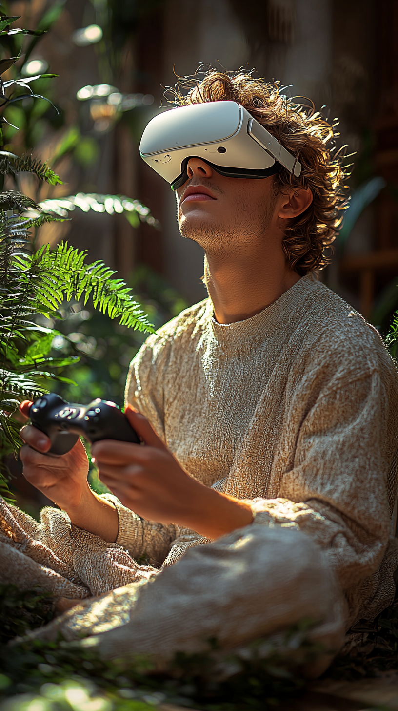 Young Italian male with DJI Goggles filming outdoors.