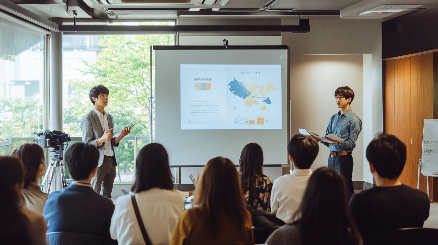 Young Japanese presenters promote regional relocation in Japan.