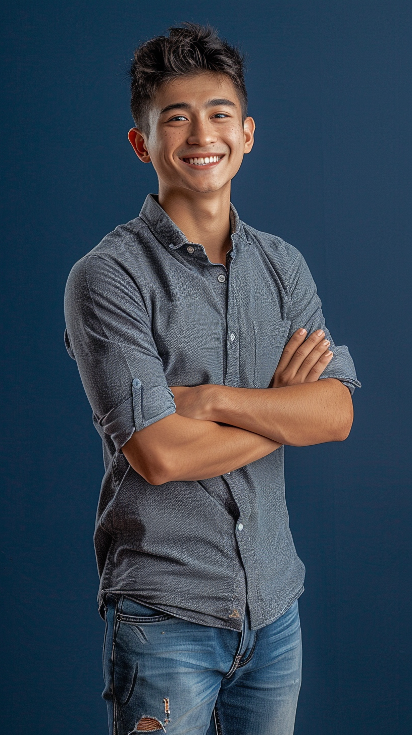 Young Man Smiling with Folded Arms