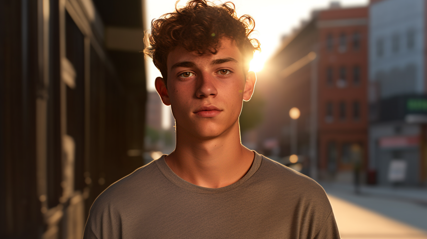 Young Man in a Golden Hour City Portrait