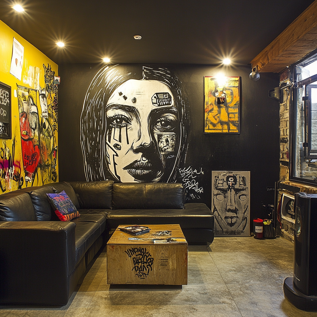 Young Mexican urban artist's 4x4 meter room design. Urban art.