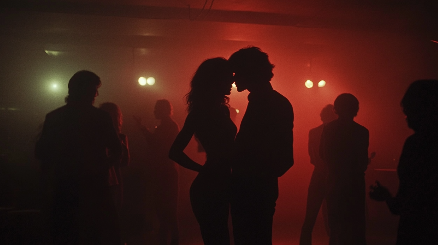 Young People Dancing in Neon Berlin Nightclub