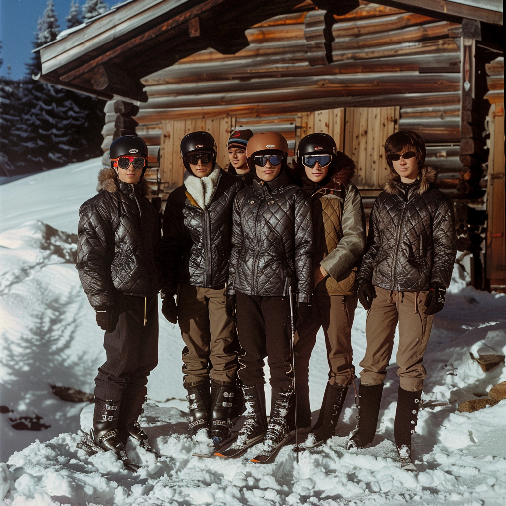 Young skiers in matching black jackets - Alps adventure