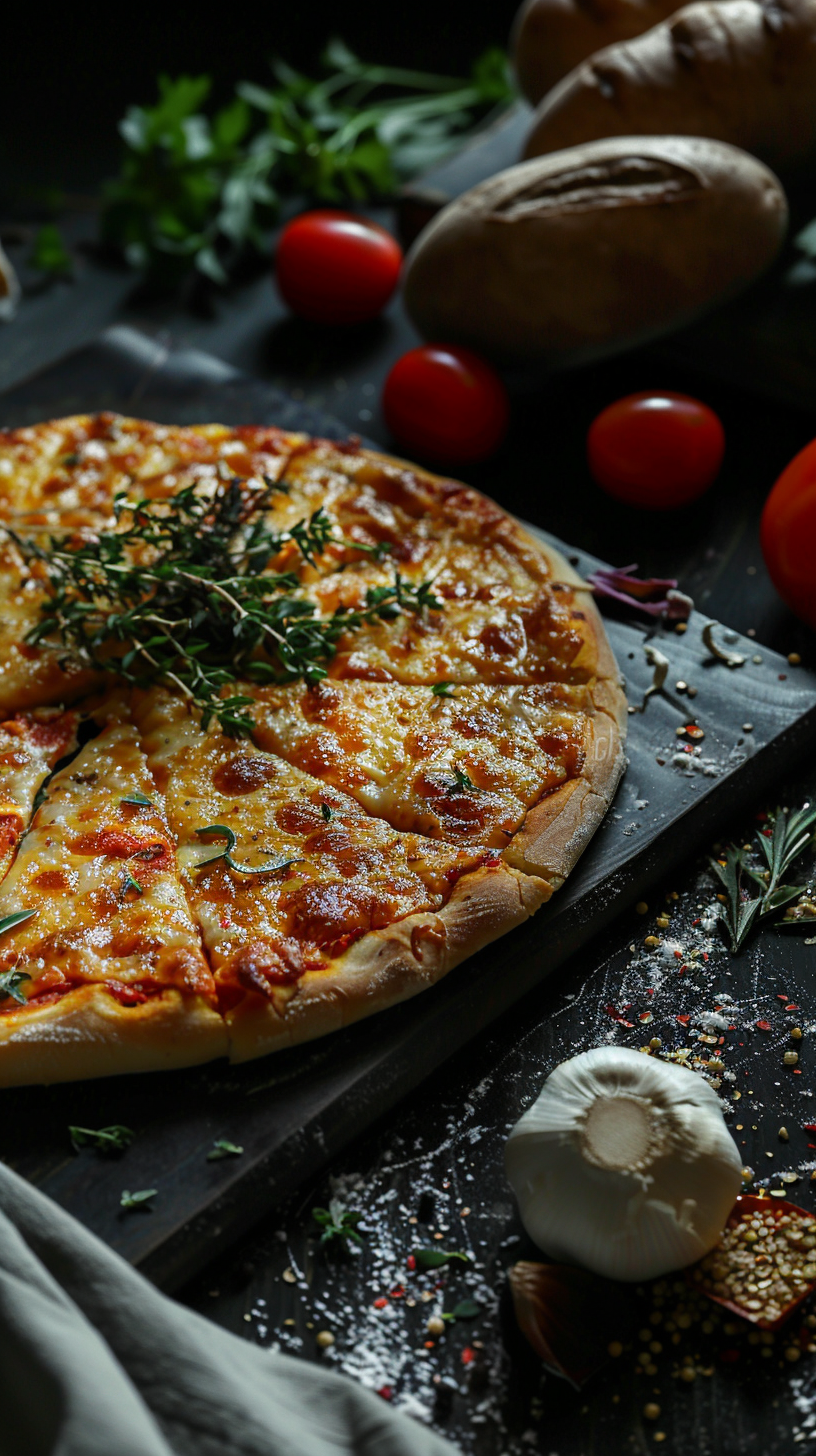 Yummy homemade food on black background