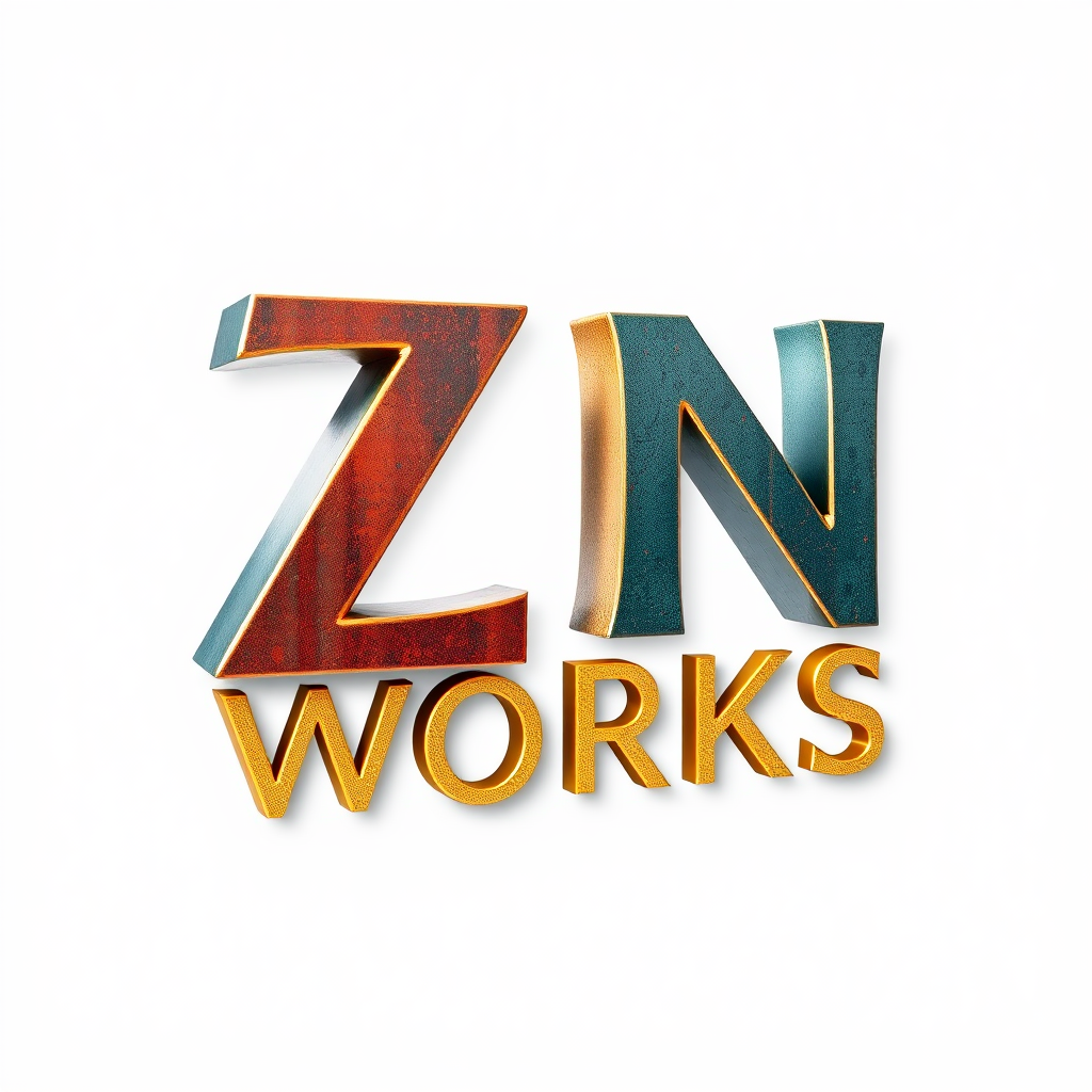 ZenWorks 3D logo for design company on white background.