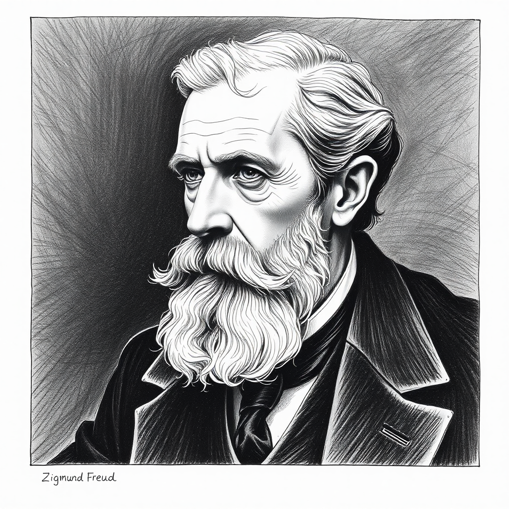 Zigmund Freud Portrait Drawing in Gustav Dore Style