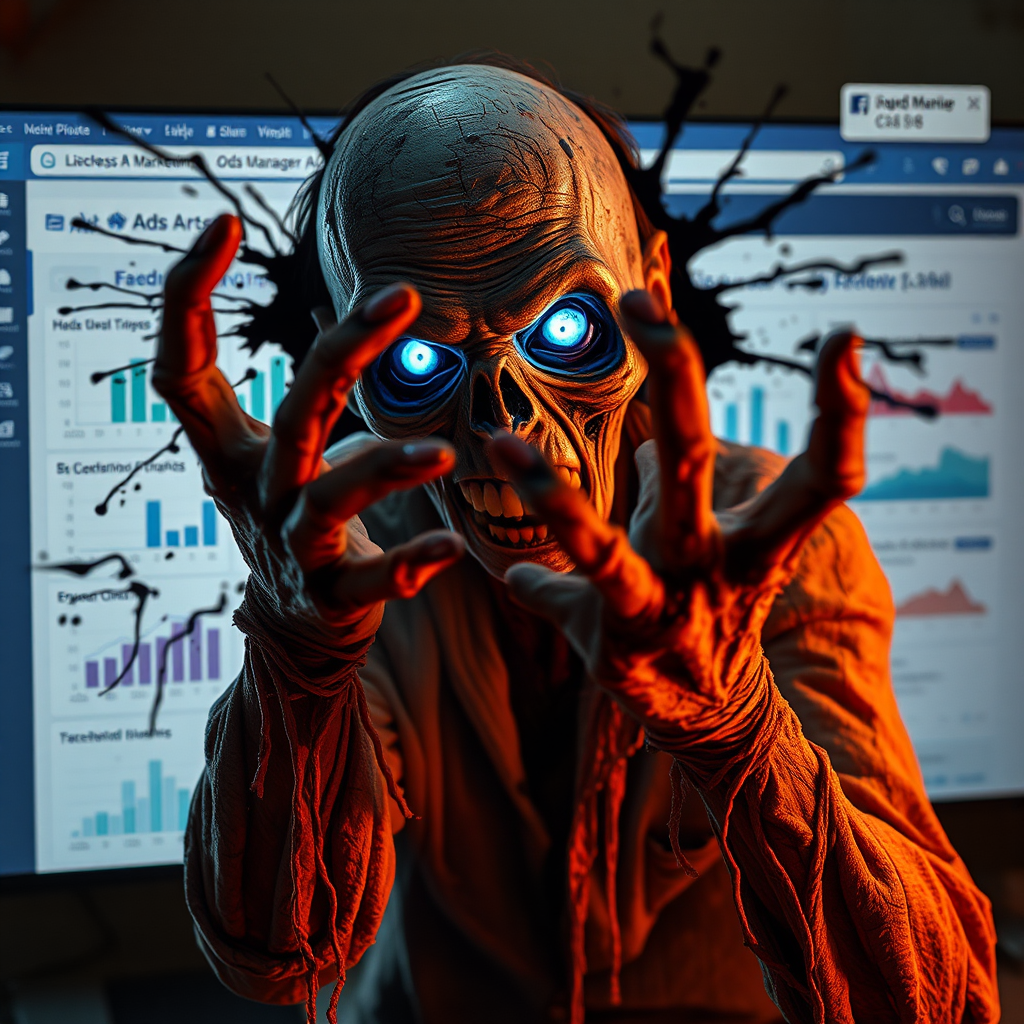 Zombie emerges from Facebook Ads Manager, data turns undead