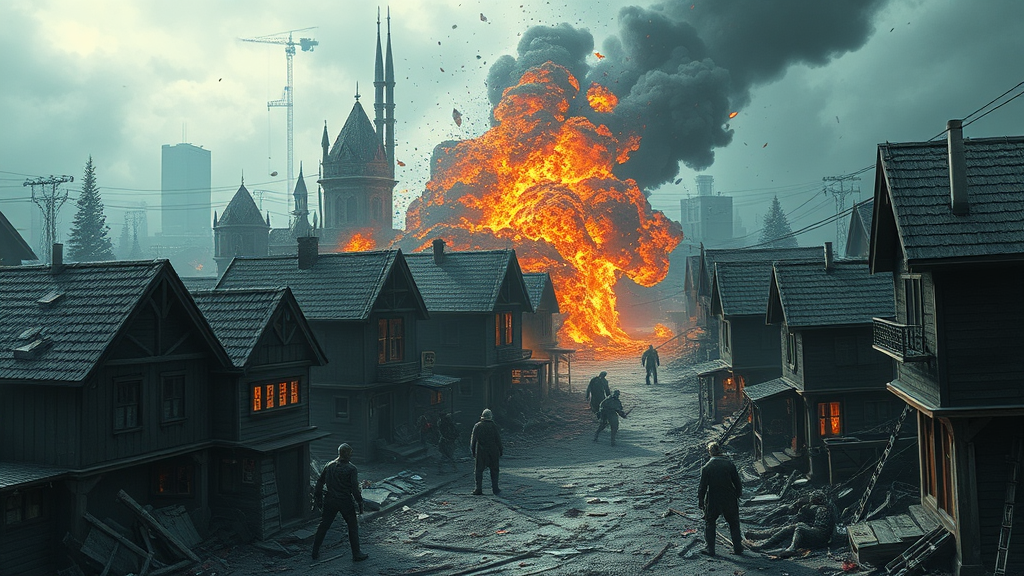 Zombies Destroying a Modern Fantasy Town