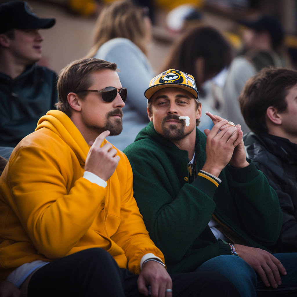 Aaron Rodgers smoking blunt with Leonardo DiCaprio