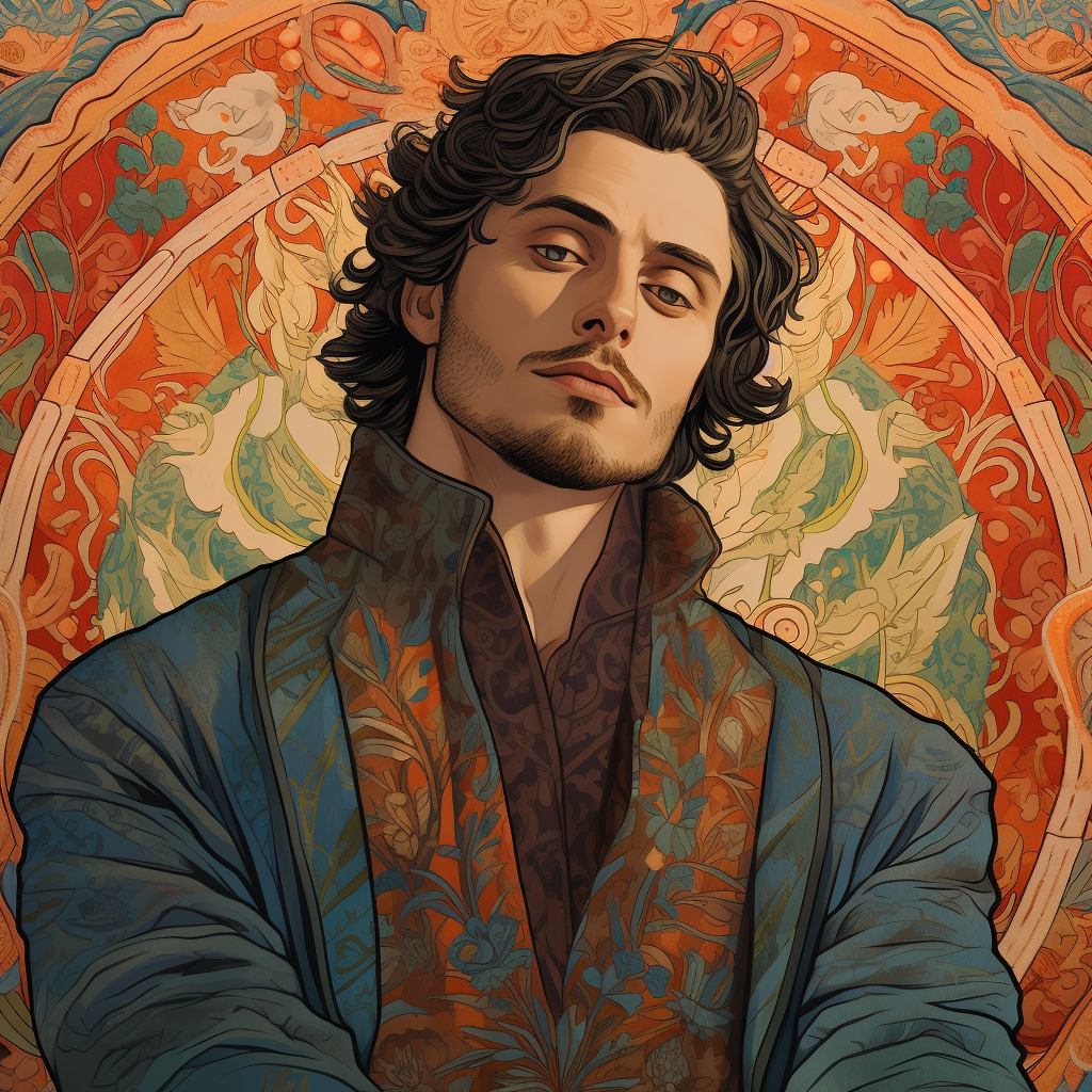 Aaron Taylor-Johnson in Art Nouveau Fantasy Robes